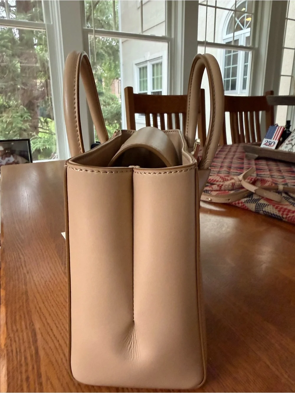 Blush Leather Top-Handle Bag